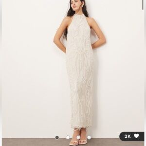 ARRANGE Beaded High Neck Maxi Dress